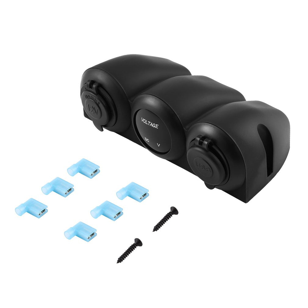 Car Charger Dual USB Charger Digital Voltmeter Cigarette Lighter Sockets